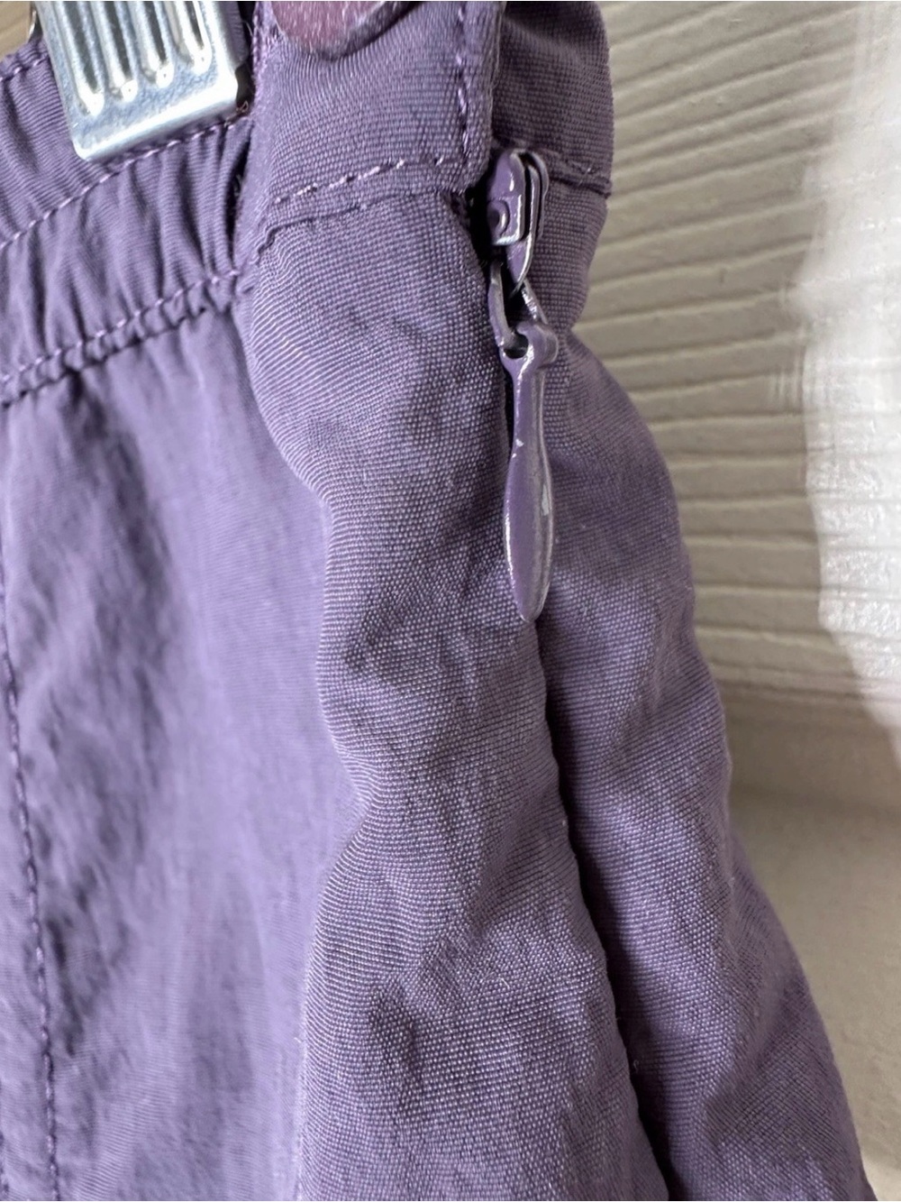 Hanna For La Journee Nylon Ruched Parachute Skirt Zip Pockets Purple Size Small - Picture 6 of 10